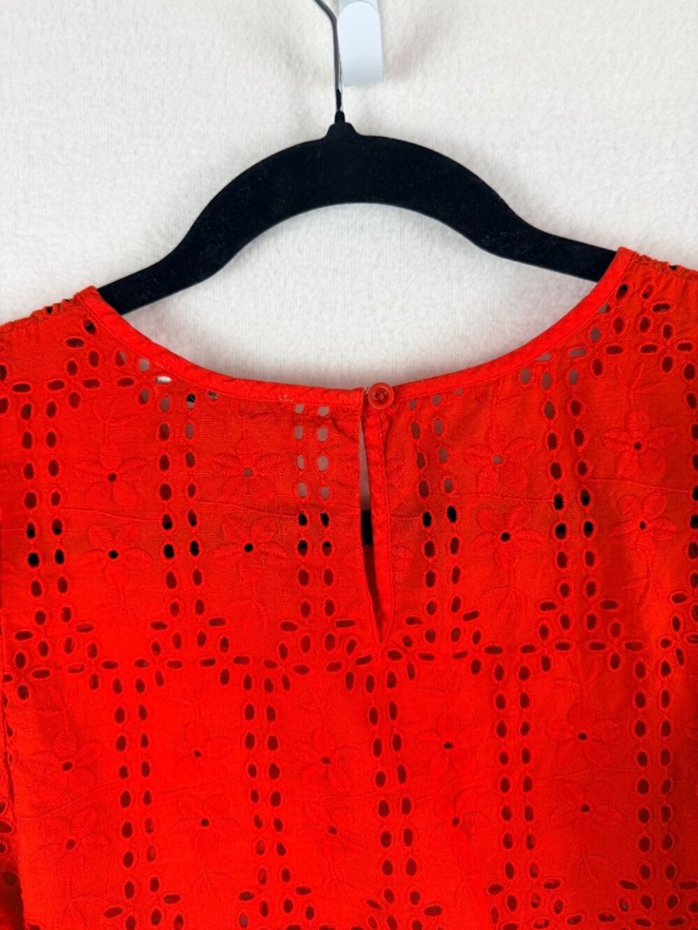 Madewell Women’s Red Eyelet Embroidered Flutter Sleeve Blouse Size Small - Picture 6 of 13